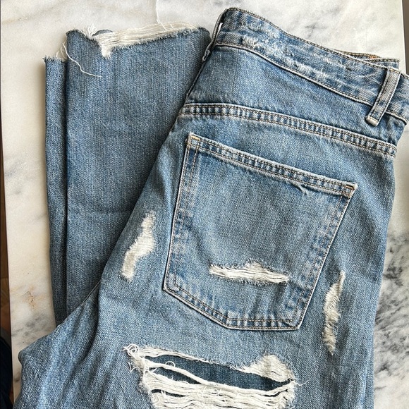 Zara Distressed Wide Leg Long Jeans | 10 - Picture 3 of 6